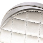Shoulder Bag Pearl Crush Round Chain Crossbody Grey Lambskin Quilted Leather