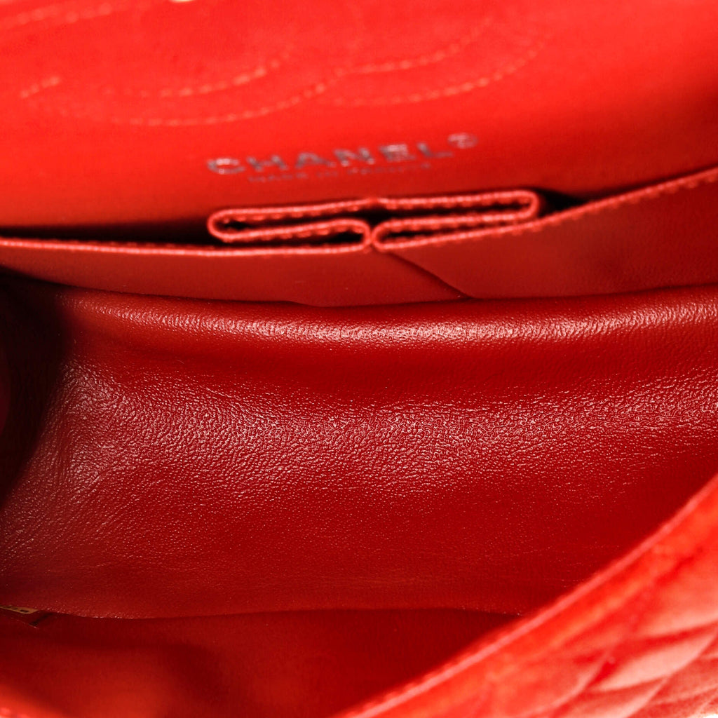 Shoulder Bag Reissue 2.55 Flap 224 Red Suede Quilted Leather