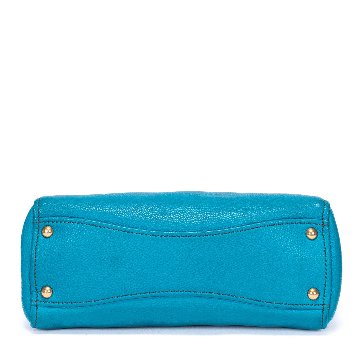 Shoulder Bag Double Zip Convertible Tote Blue Calfskin Leather