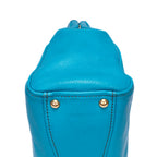 Shoulder Bag Double Zip Convertible Tote Blue Calfskin Leather