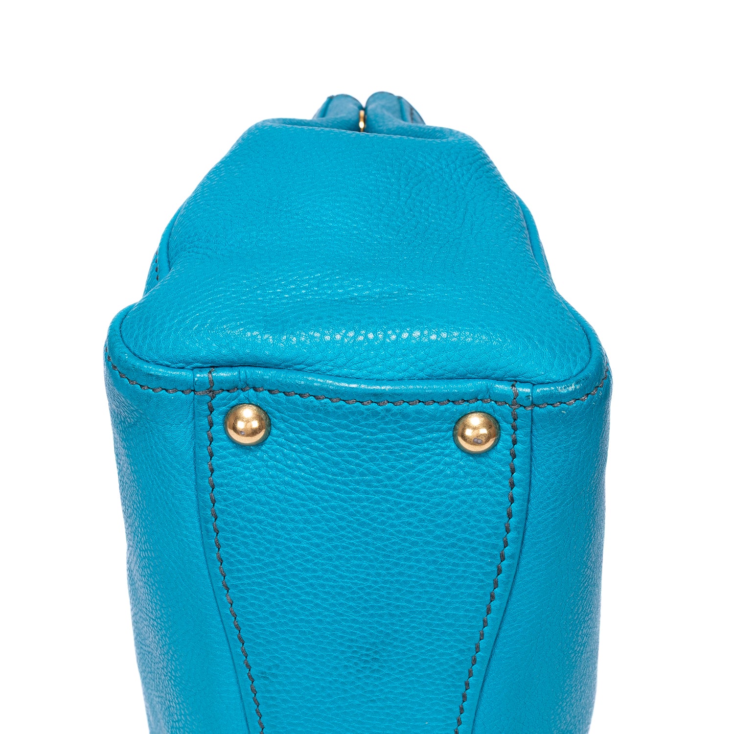 Shoulder Bag Double Zip Convertible Tote Blue Calfskin Leather