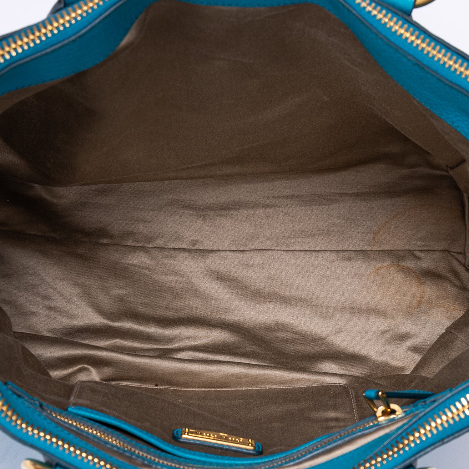 Shoulder Bag Double Zip Convertible Tote Blue Calfskin Leather