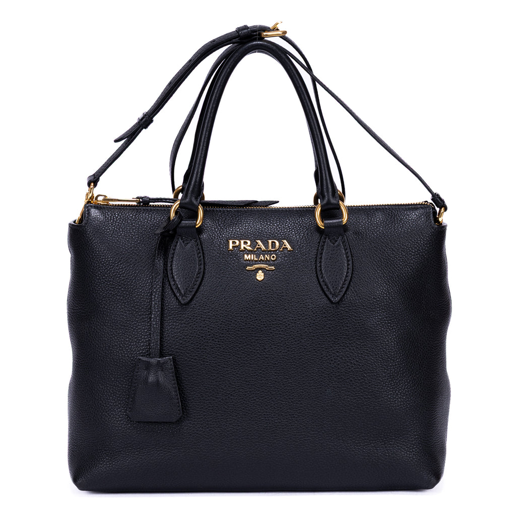 Shoulder Bag Shopping Tote Black Calfskin Leather