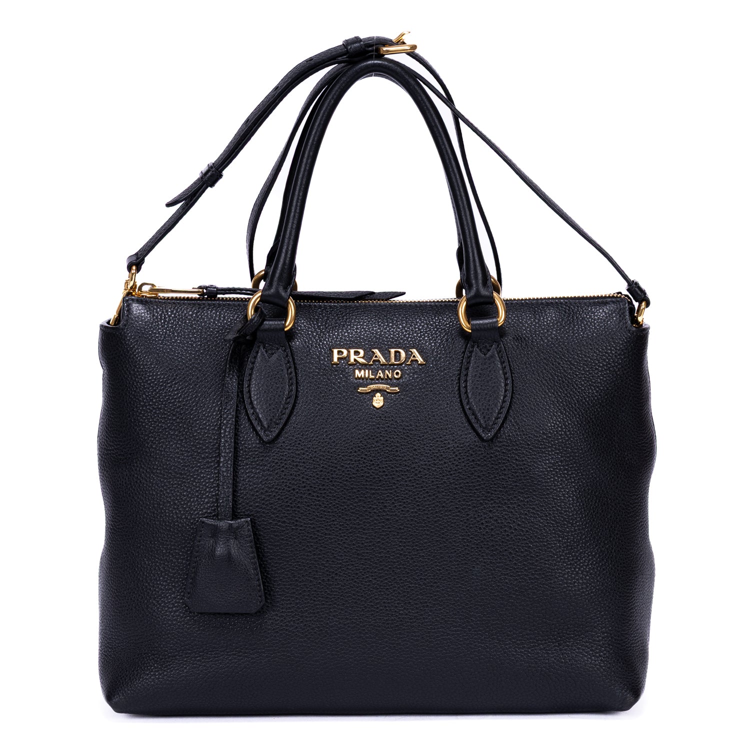 Shoulder Bag Shopping Tote Black Calfskin Leather