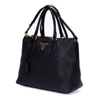 Shoulder Bag Shopping Tote Black Calfskin Leather