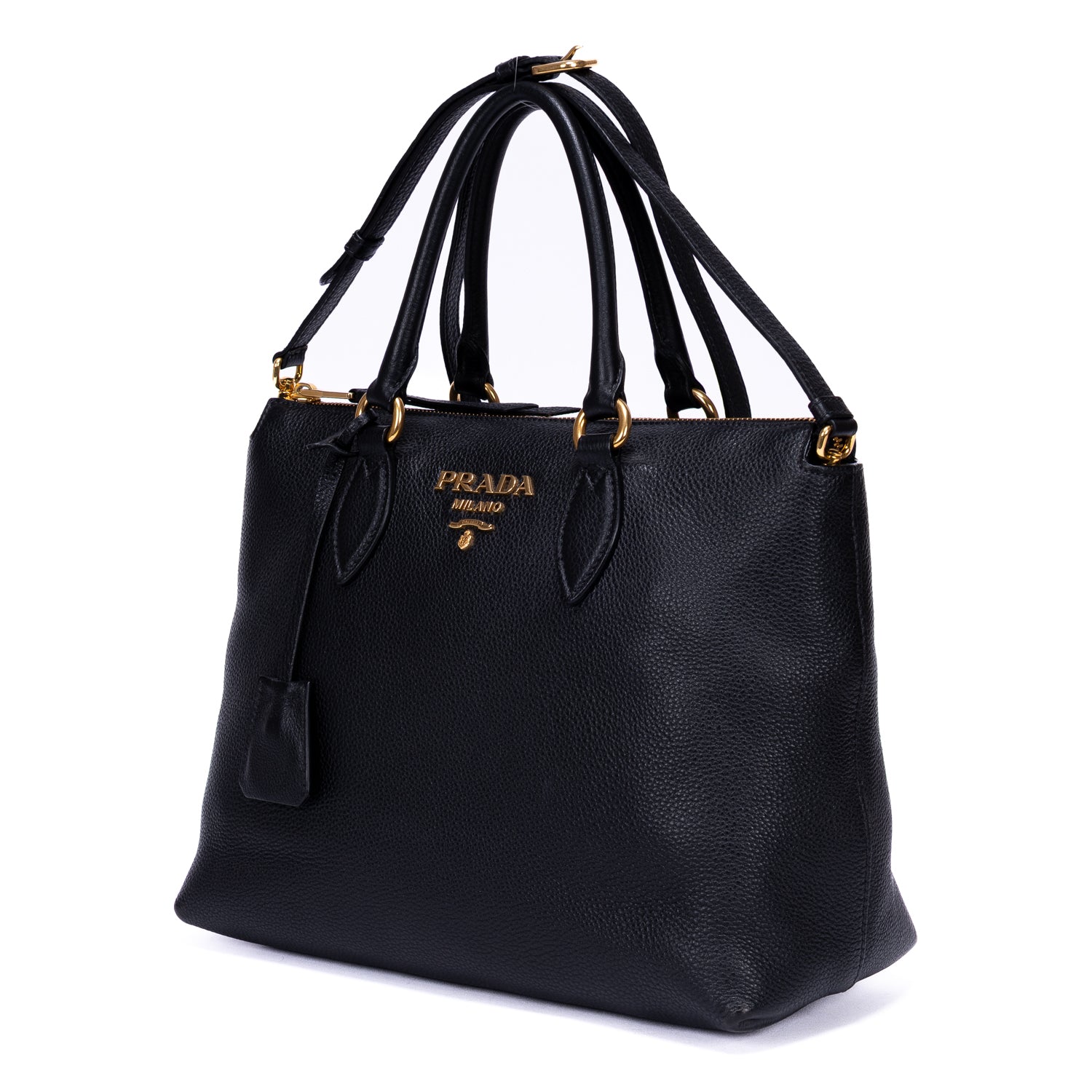 Shoulder Bag Shopping Tote Black Calfskin Leather