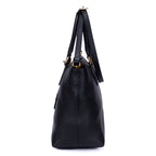 Shoulder Bag Shopping Tote Black Calfskin Leather