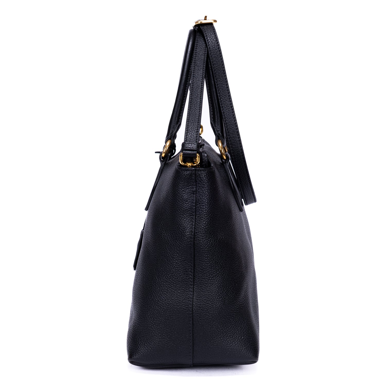Shoulder Bag Shopping Tote Black Calfskin Leather