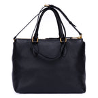 Shoulder Bag Shopping Tote Black Calfskin Leather