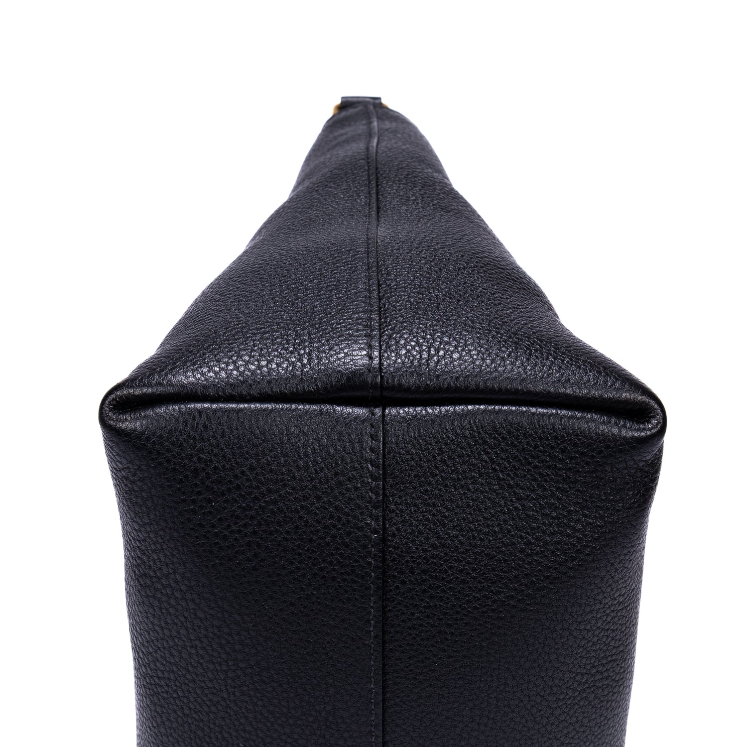 Shoulder Bag Shopping Tote Black Calfskin Leather
