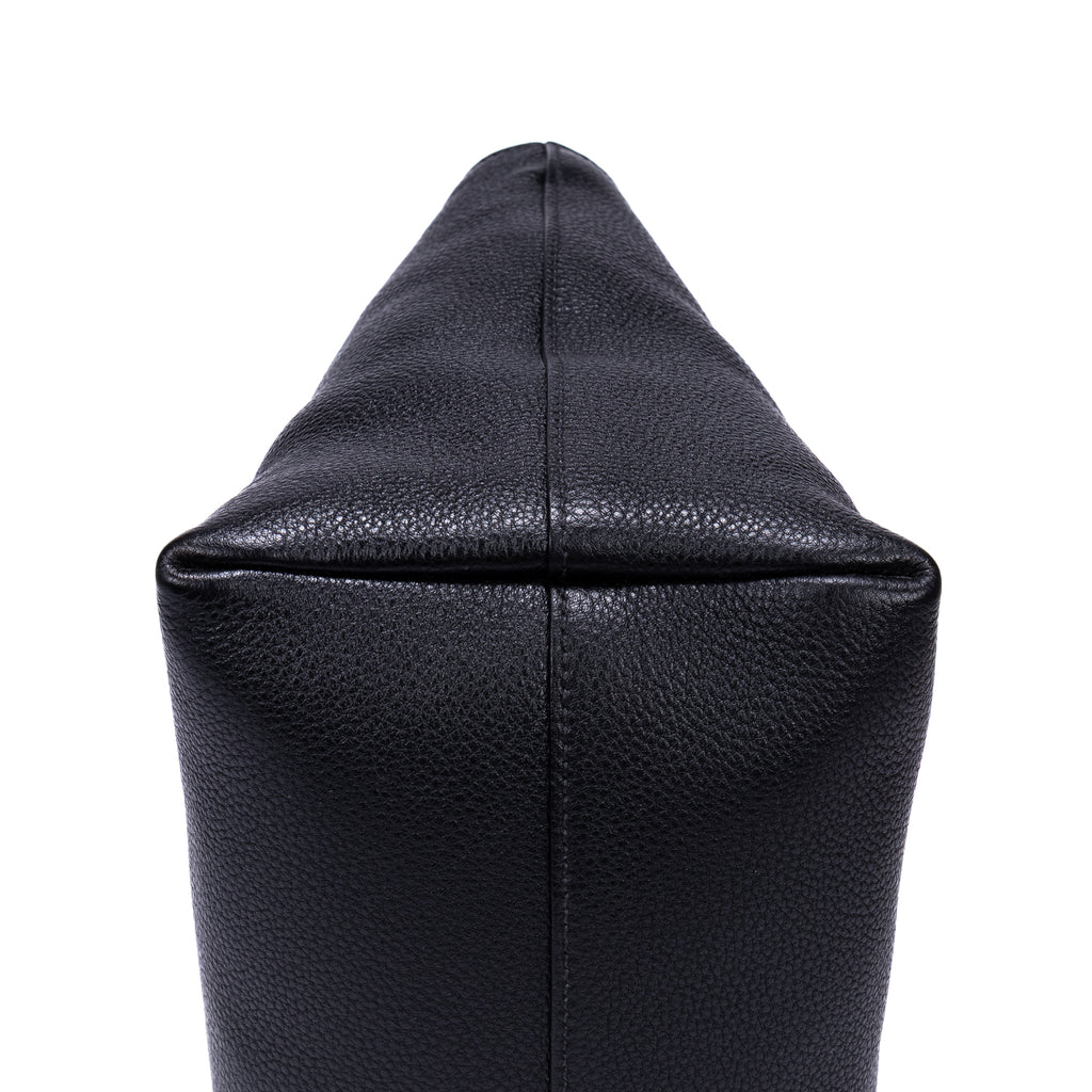 Shoulder Bag Shopping Tote Black Calfskin Leather