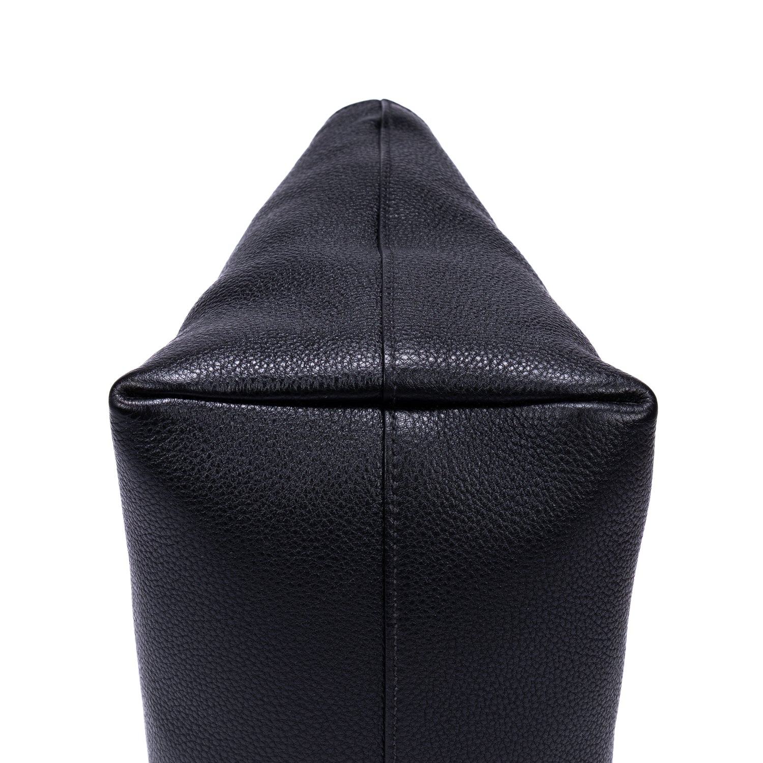 Shoulder Bag Shopping Tote Black Calfskin Leather