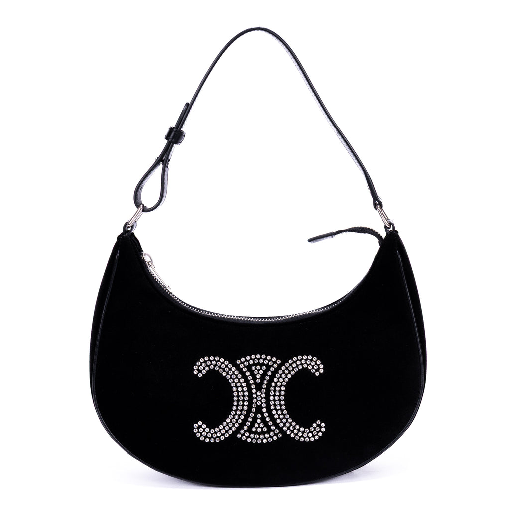 Shoulder Bag Ava Medium Black Velvet Canvas