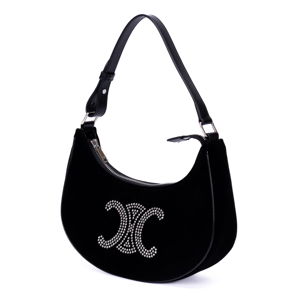 Shoulder Bag Ava Medium Black Velvet Canvas