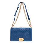 Shoulder Bag Boy Medium Blue Calfskin Quilted Leather