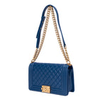 Shoulder Bag Boy Medium Blue Calfskin Quilted Leather