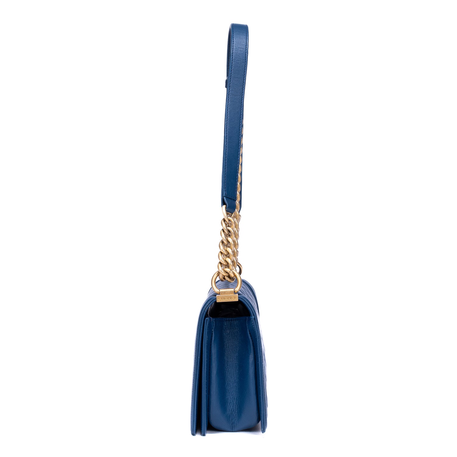 Shoulder Bag Boy Medium Blue Calfskin Quilted Leather