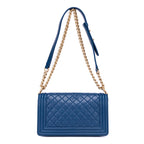 Shoulder Bag Boy Medium Blue Calfskin Quilted Leather