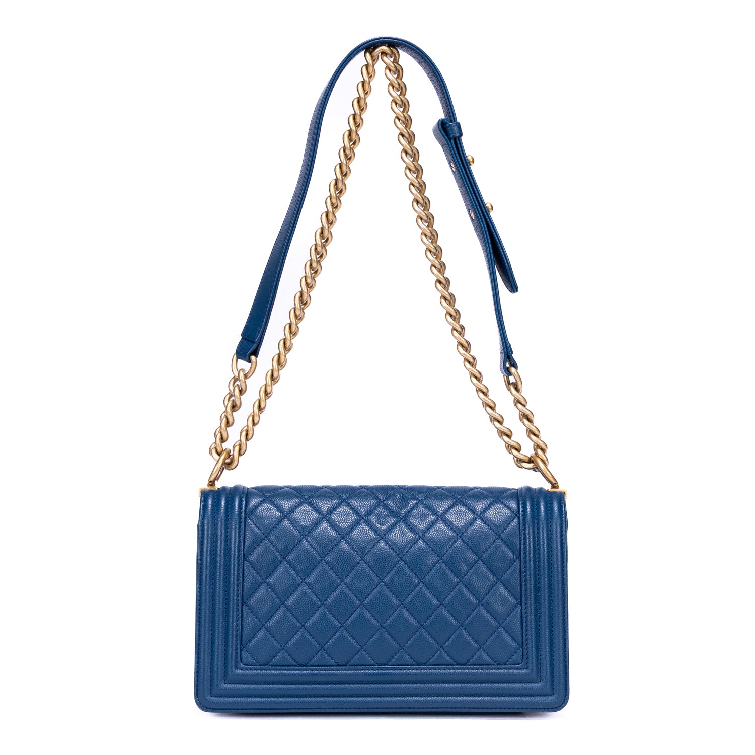 Shoulder Bag Boy Medium Blue Calfskin Quilted Leather