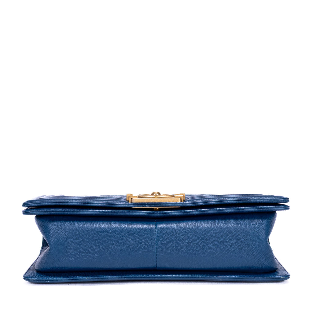 Shoulder Bag Boy Medium Blue Calfskin Quilted Leather