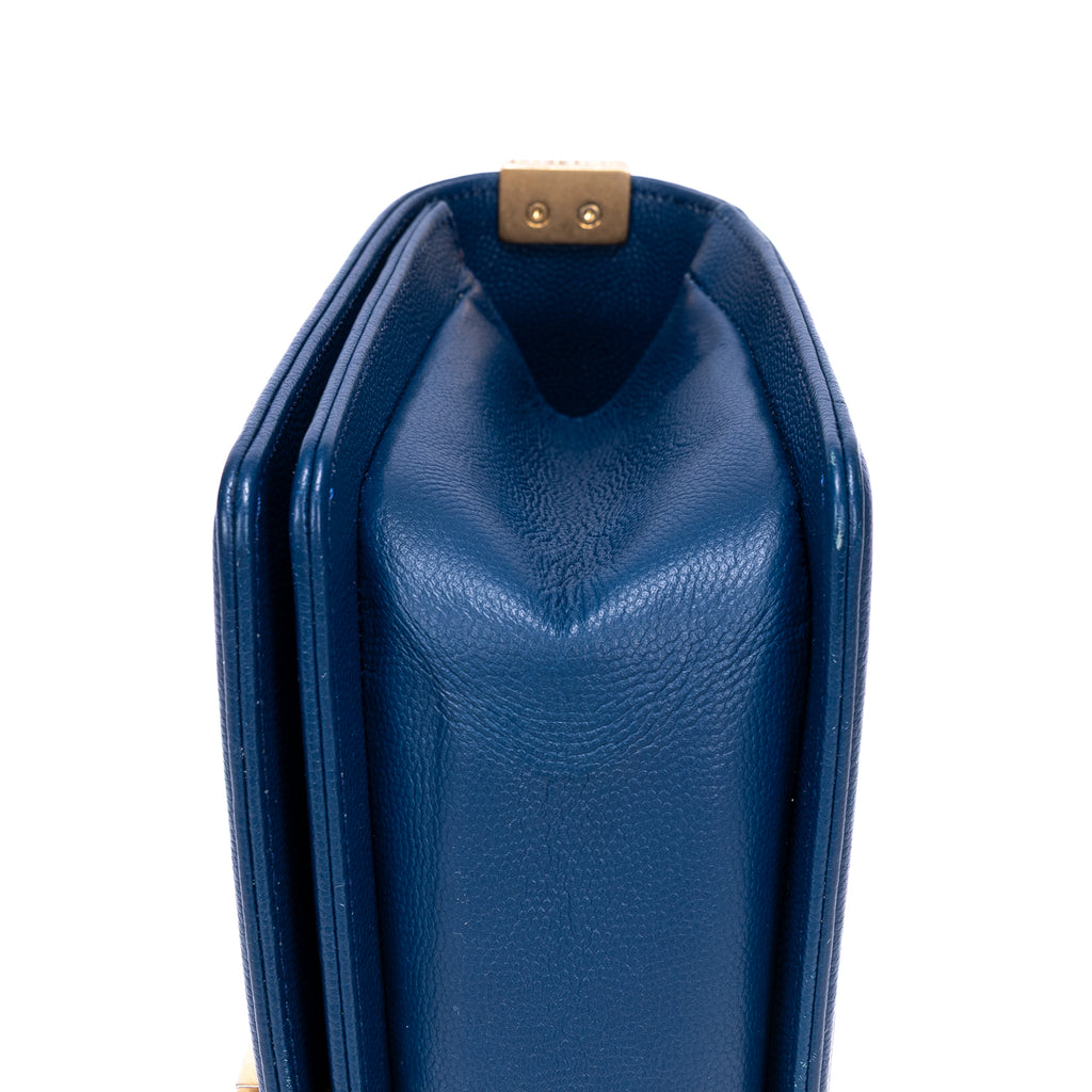 Shoulder Bag Boy Medium Blue Calfskin Quilted Leather