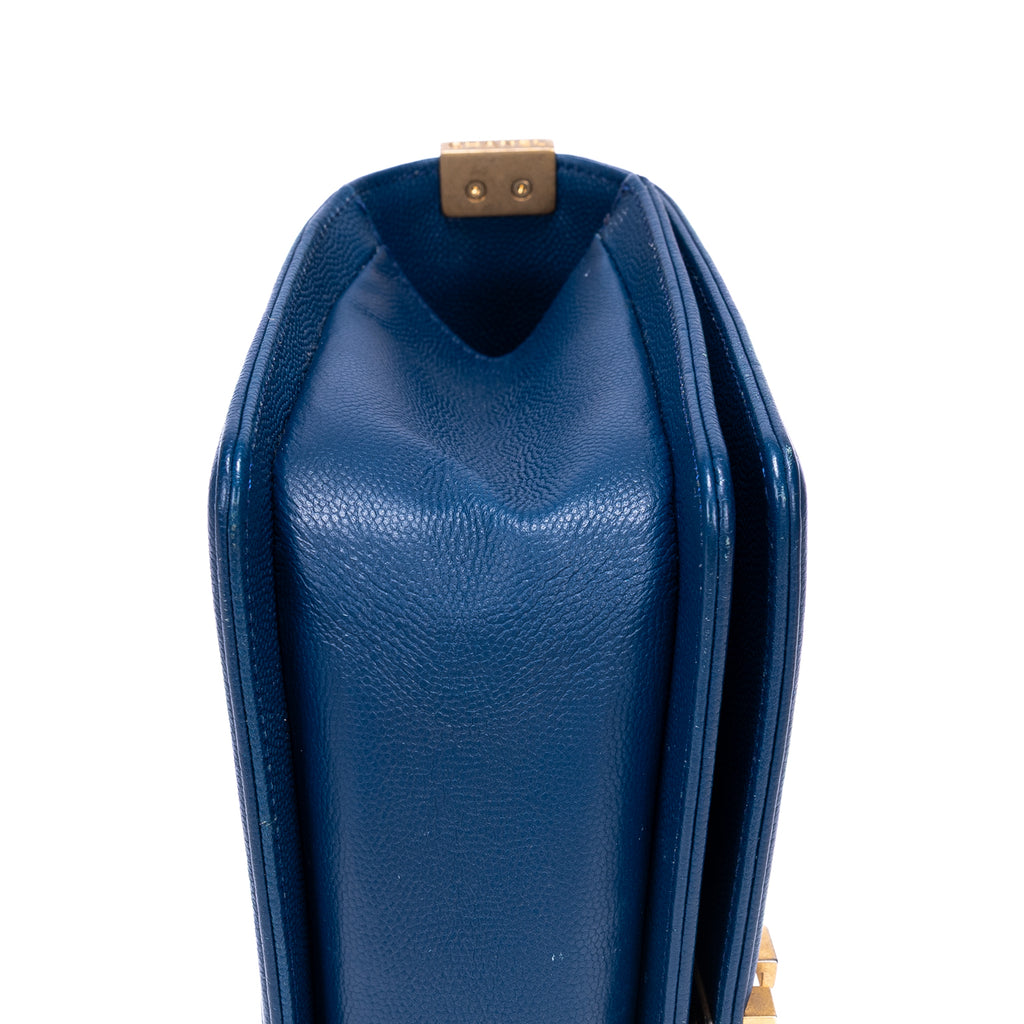 Shoulder Bag Boy Medium Blue Calfskin Quilted Leather