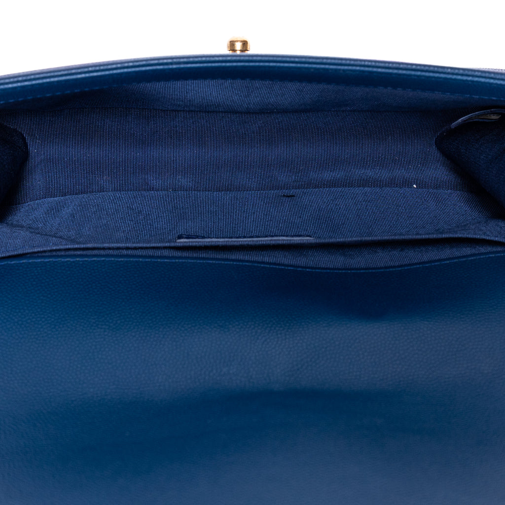 Shoulder Bag Boy Medium Blue Calfskin Quilted Leather