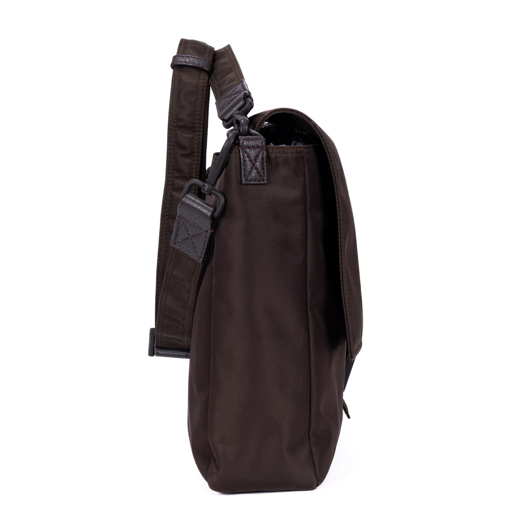 Shoulder Bag Men's Messenger Khaki Plain Nylon Canvas