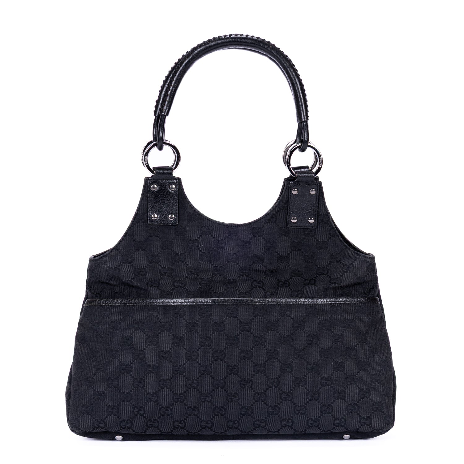 Handbag Vintage Hobo Black Monogram Canvas
