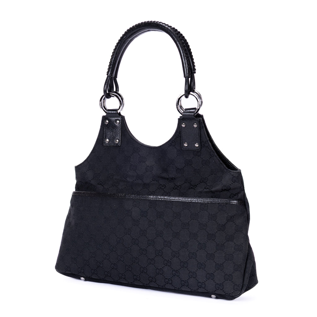 Handbag Vintage Hobo Black Monogram Canvas