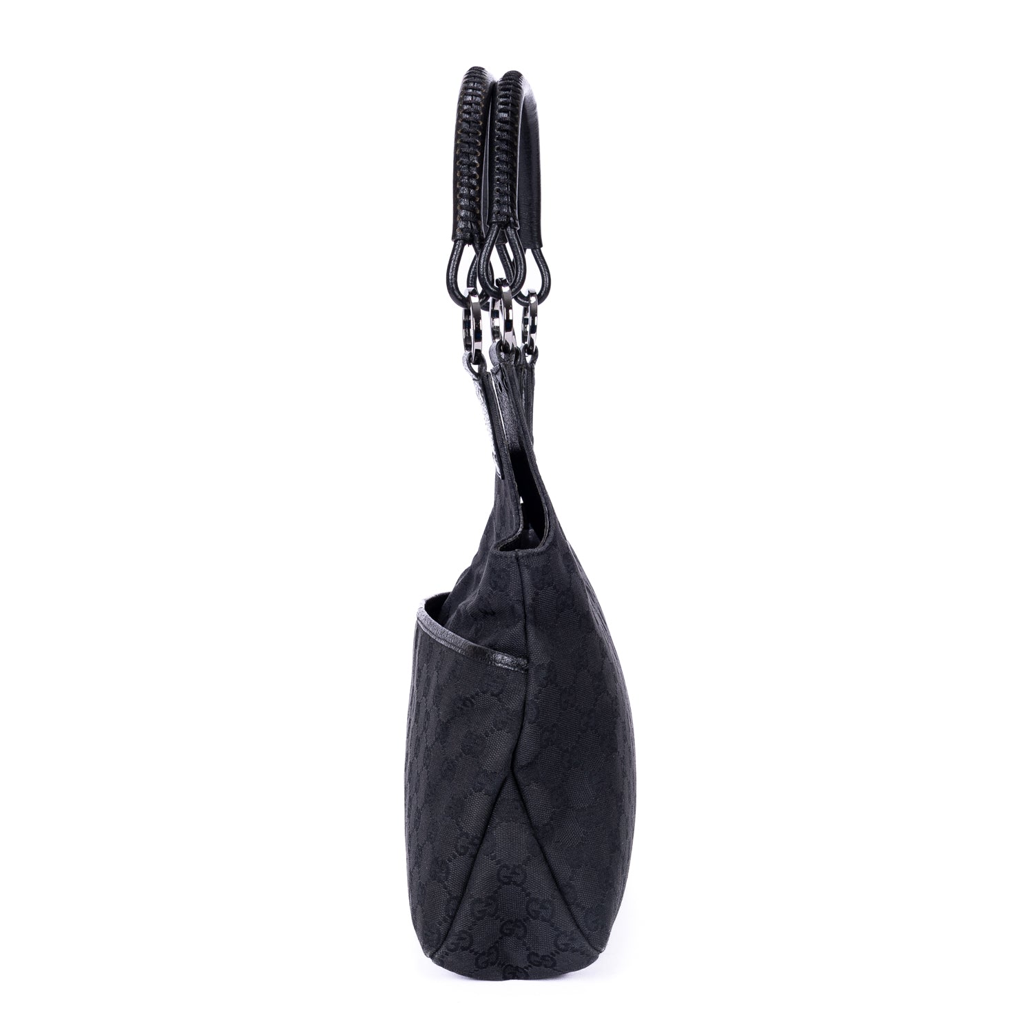 Handbag Vintage Hobo Black Monogram Canvas