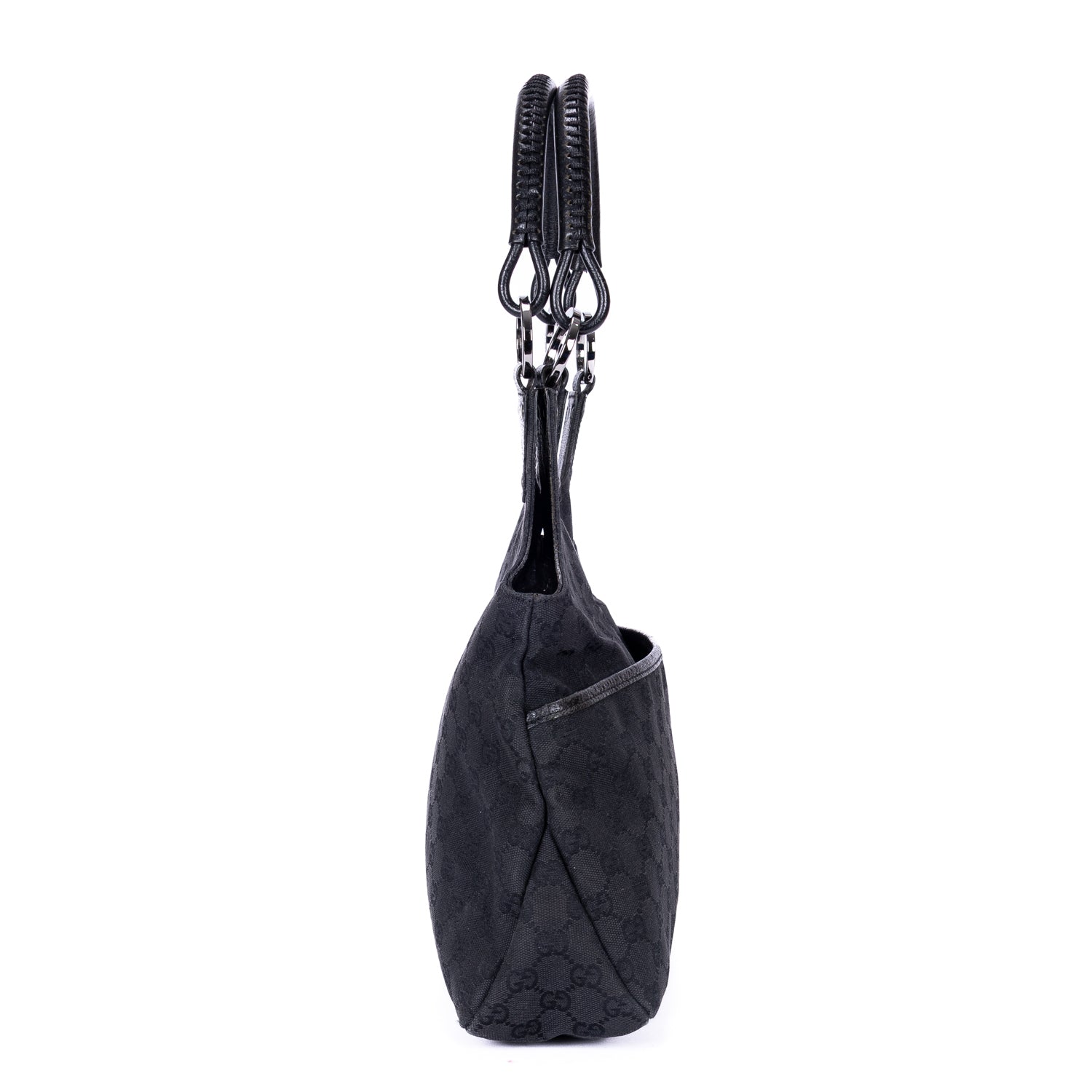 Handbag Vintage Hobo Black Monogram Canvas