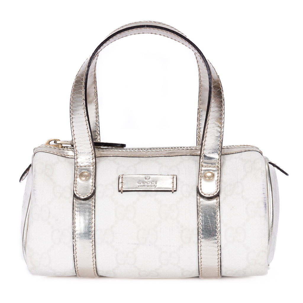 Handbag Joy Boston Micro White Supreme Coated Canvas