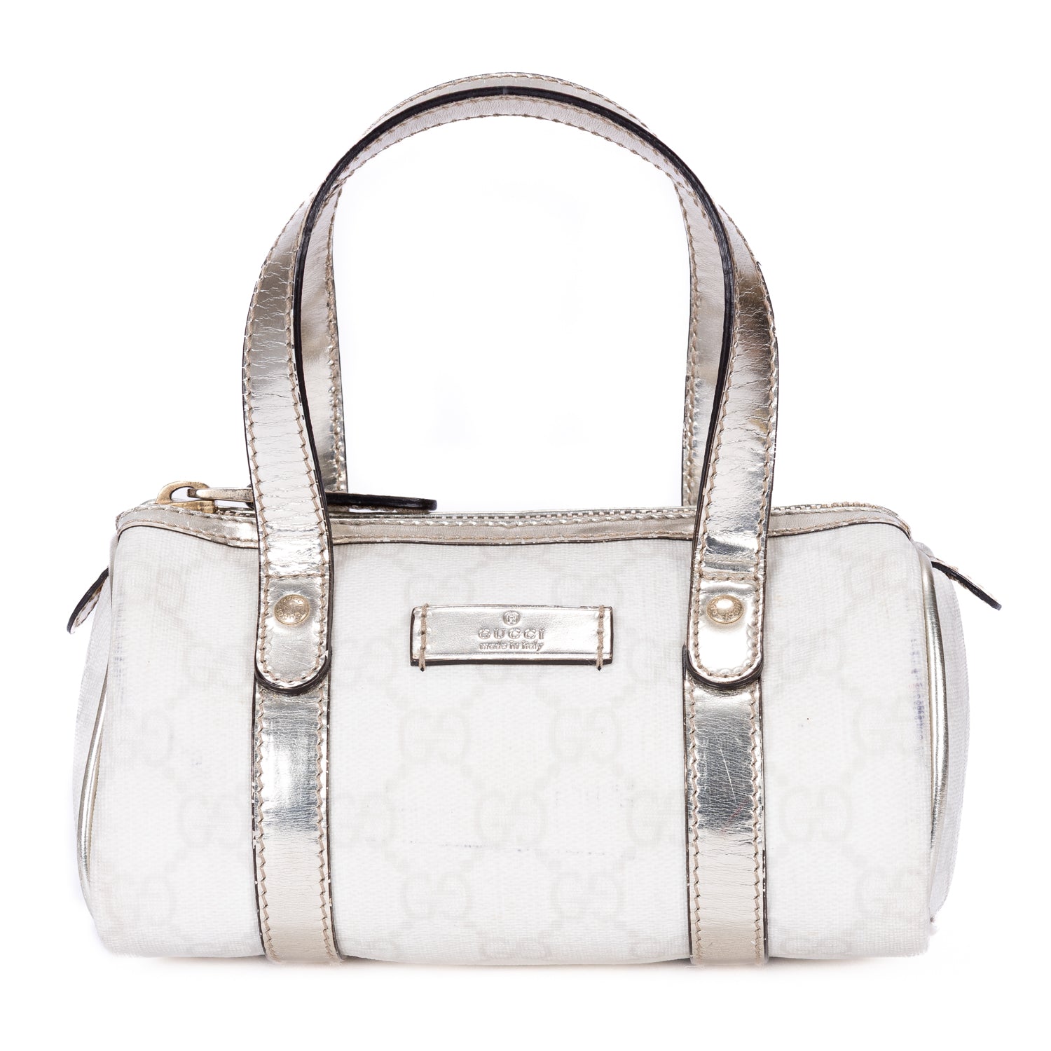 Handbag Joy Boston Micro White Supreme Coated Canvas