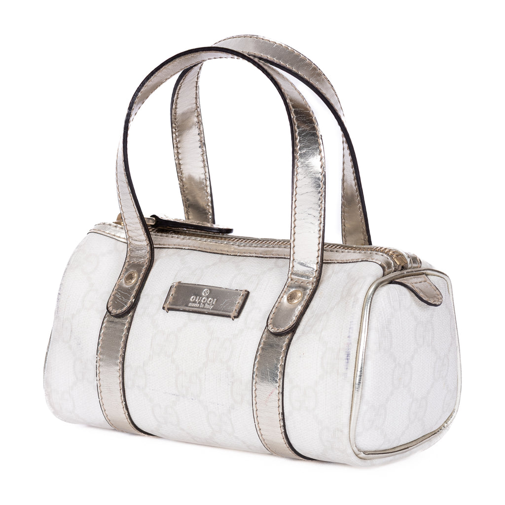 Handbag Joy Boston Micro White Supreme Coated Canvas