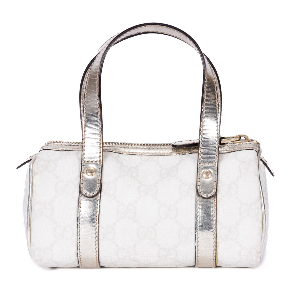 Handbag Joy Boston Micro White Supreme Coated Canvas