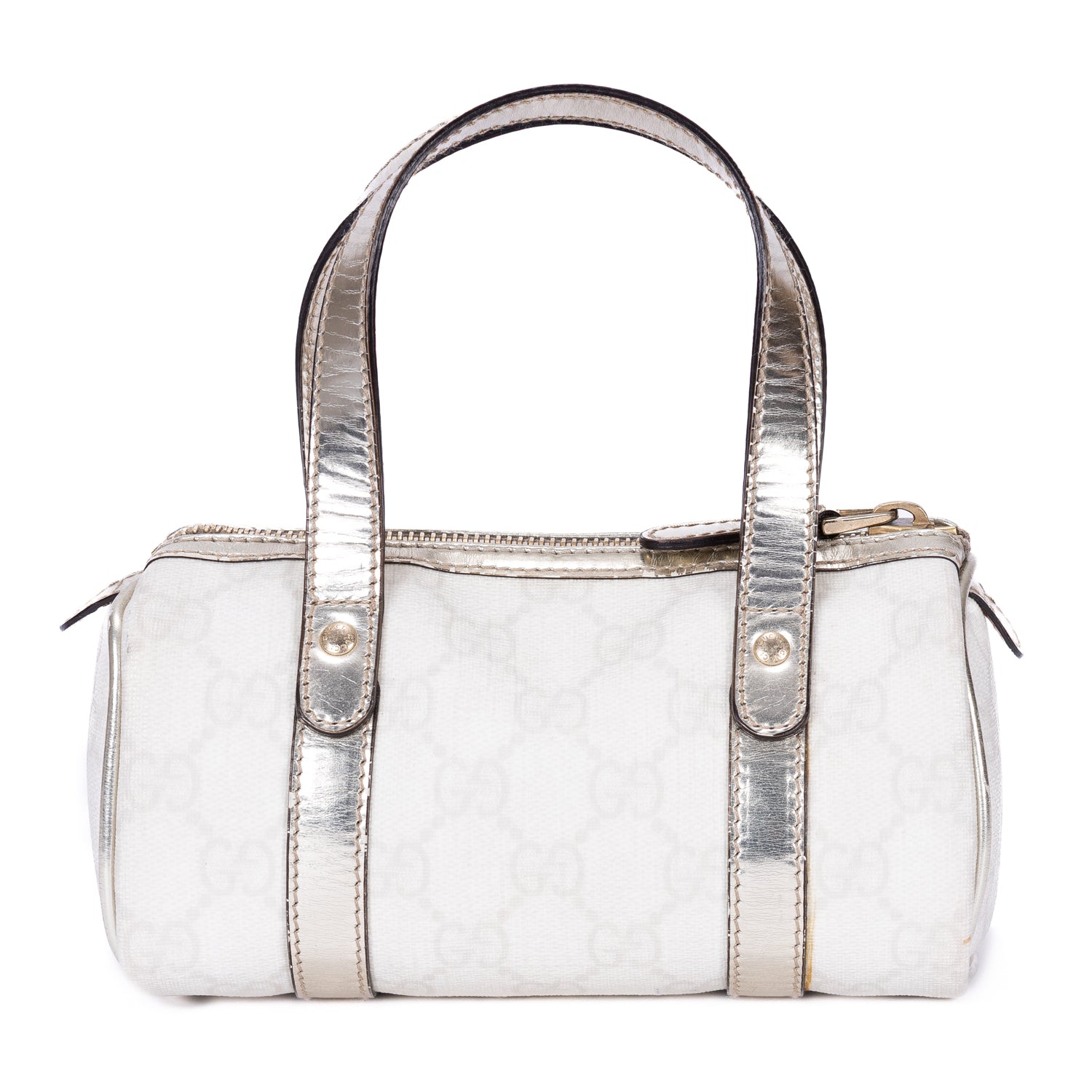 Handbag Joy Boston Micro White Supreme Coated Canvas