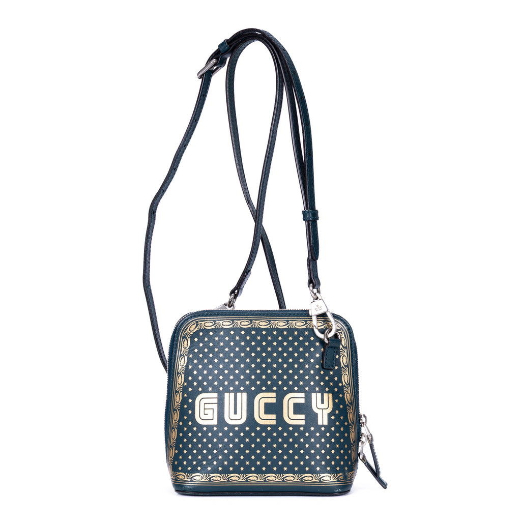 Shoulder Bag Sega Collection Guccy Print Crossbody Mini Green Guccy Print Calfskin Leather