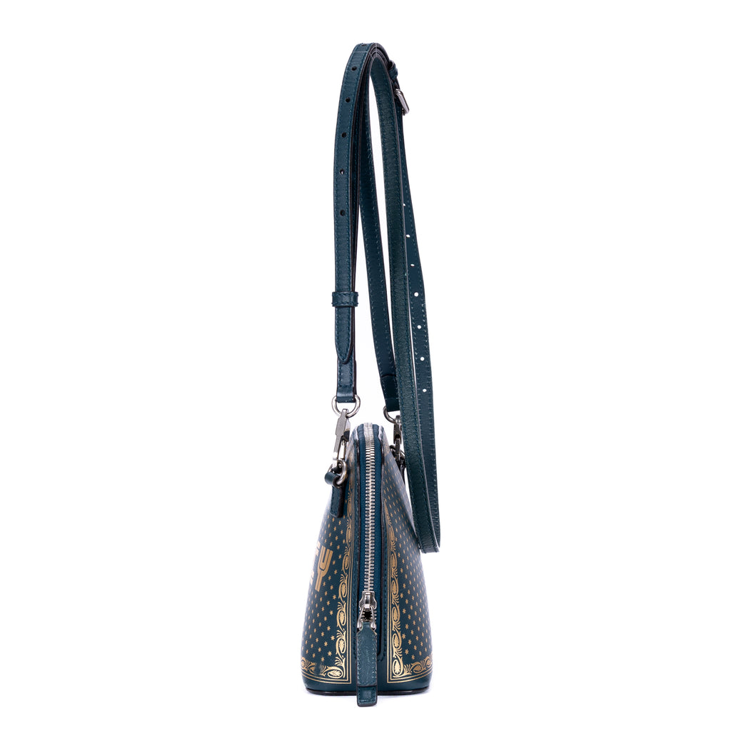 Shoulder Bag Sega Collection Guccy Print Crossbody Mini Green Guccy Print Calfskin Leather
