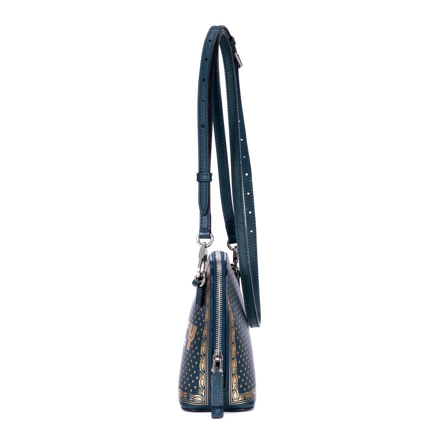 Shoulder Bag Sega Collection Guccy Print Crossbody Mini Green Guccy Print Calfskin Leather