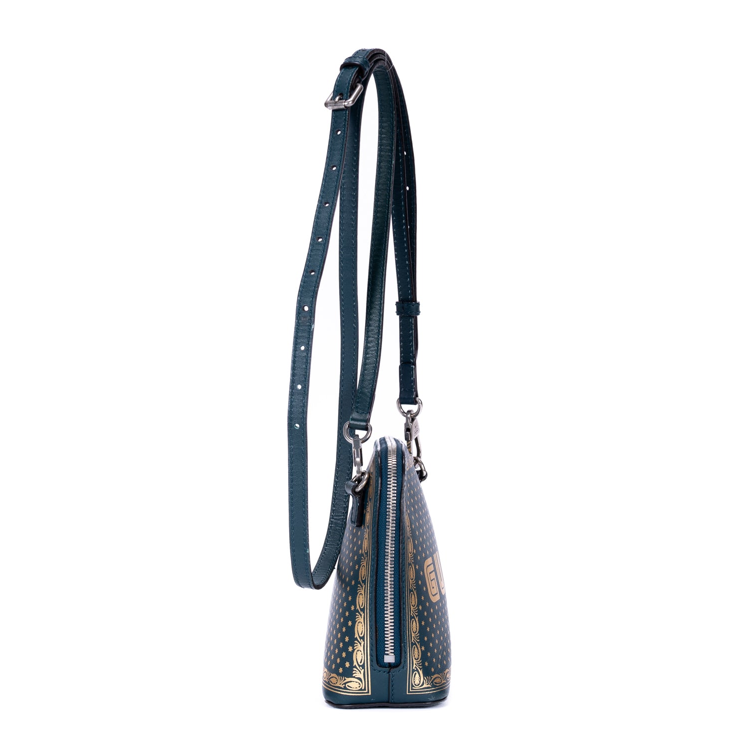 Shoulder Bag Sega Collection Guccy Print Crossbody Mini Green Guccy Print Calfskin Leather
