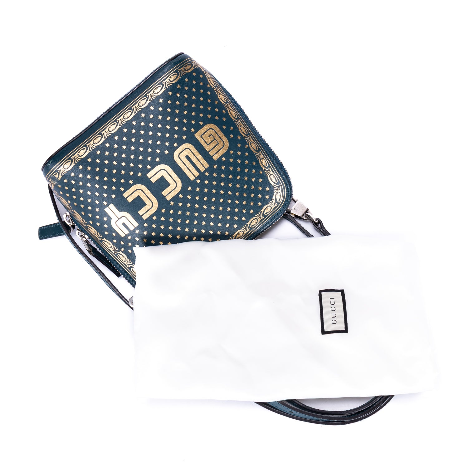Shoulder Bag Sega Collection Guccy Print Crossbody Mini Green Guccy Print Calfskin Leather