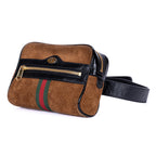 Waist Bag Web Ophidia Belt Bag Small Brown Suede Leather