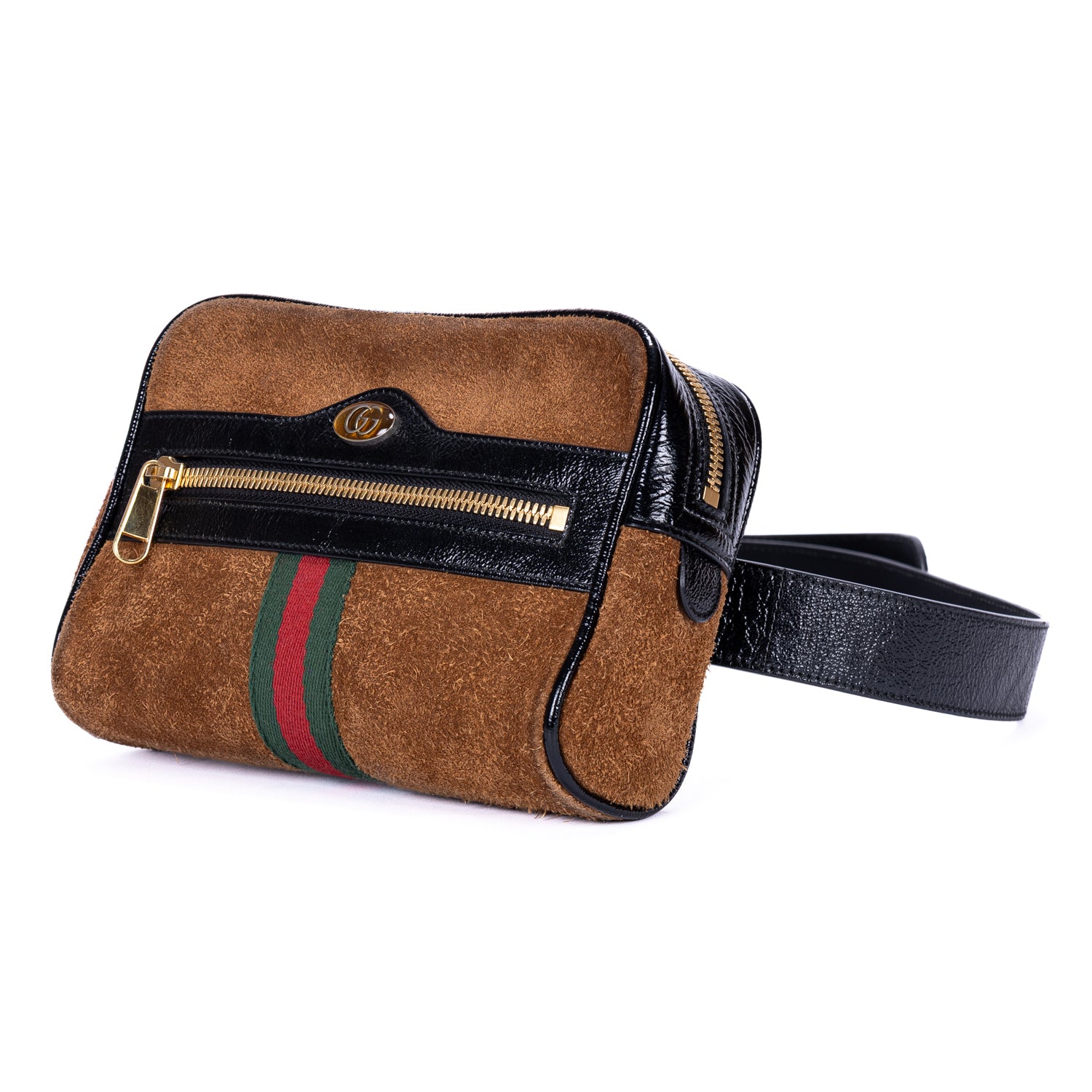 Waist Bag Web Ophidia Belt Bag Small Brown Suede Leather