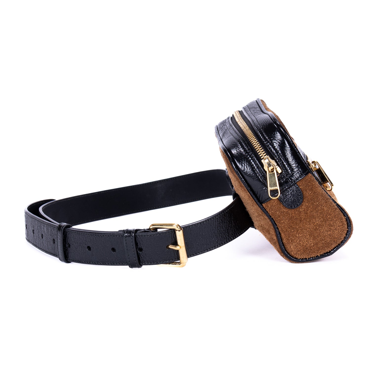Waist Bag Web Ophidia Belt Bag Small Brown Suede Leather