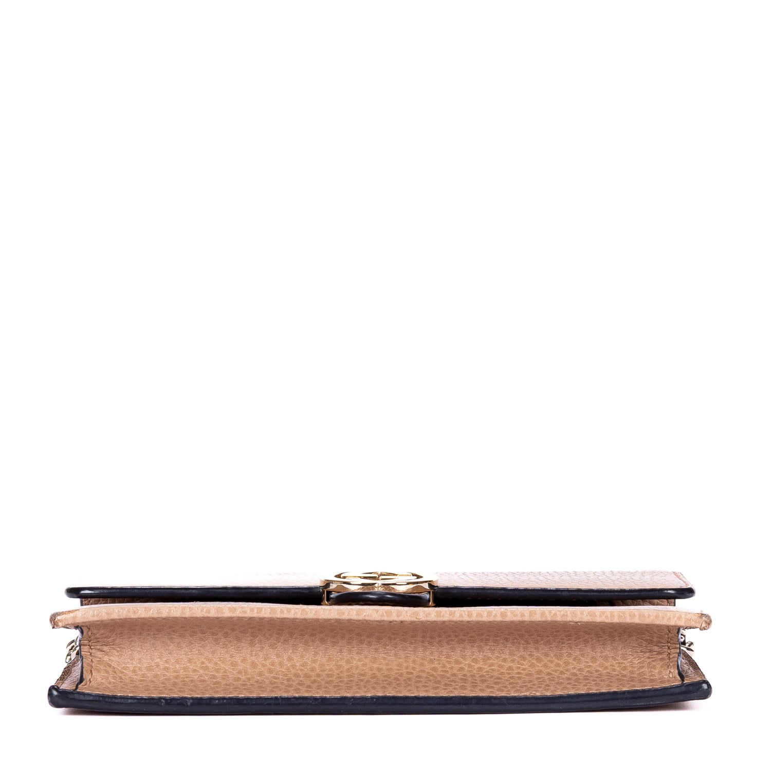 Shoulder Bag Interlocking G Chain Wallet Mini Beige Calfskin Grained Leather