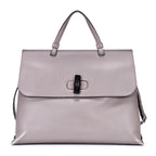 Shoulder Bag Bamboo Daily Top Handle Large Grey Calfskin Grained Leather