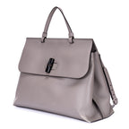 Shoulder Bag Bamboo Daily Top Handle Large Grey Calfskin Grained Leather