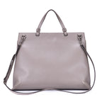 Shoulder Bag Bamboo Daily Top Handle Large Grey Calfskin Grained Leather