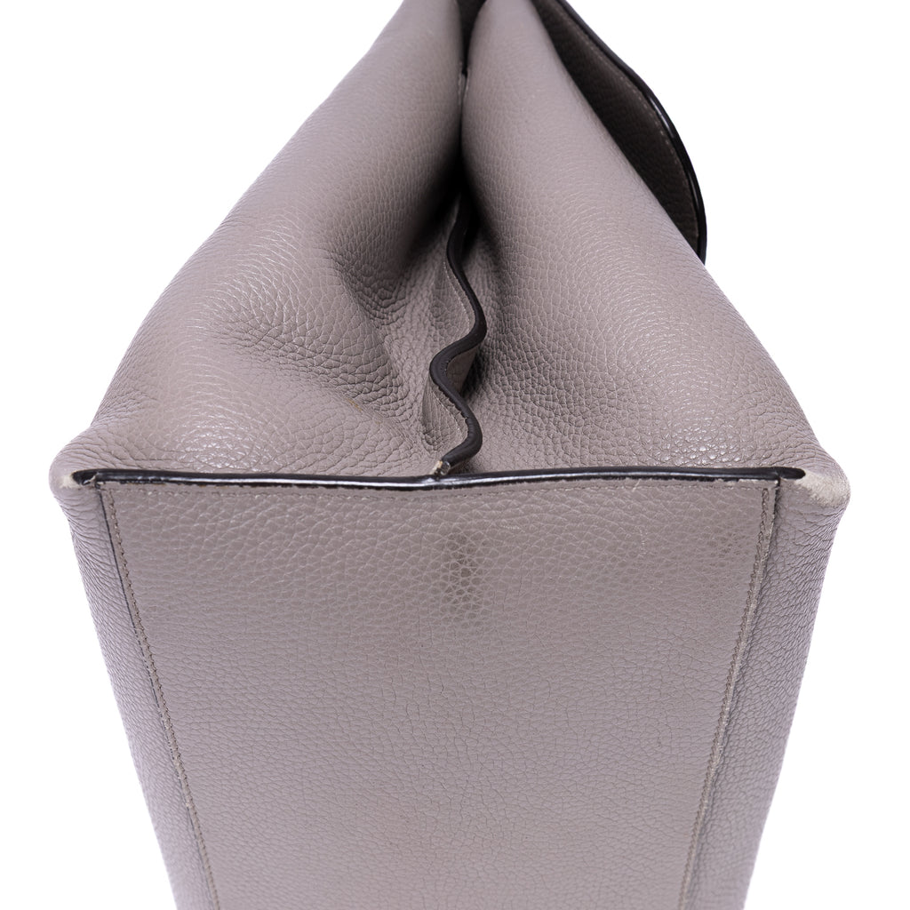 Shoulder Bag Bamboo Daily Top Handle Large Grey Calfskin Grained Leather